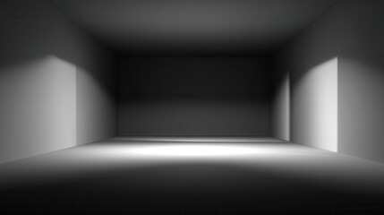 Empty interior space with soft lighting creating shadows and depth, ideal for minimalist design