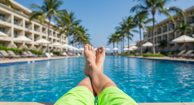 Poolside Resort Hotel Vacation Tropical Swimming Pool Luxury Relaxation Paradise