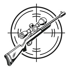 Rifle with scope is visually placed within the center of the hunting target graphic