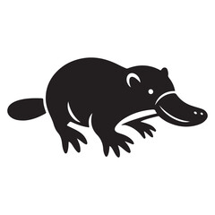 Minimalist Black Platypus Silhouette Isolated