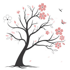 Fototapeta premium Tree of Hearts with Colorful Leaves and Floral Design