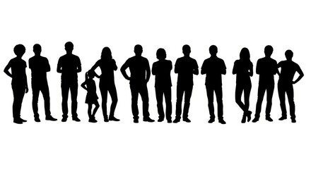 Silhouette of people isolated on white background
