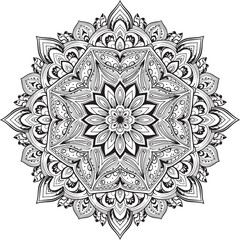 Elegant vector illustration of an abstract floral mandala ornament, perfect for vintage-inspired patterns and decorative designs