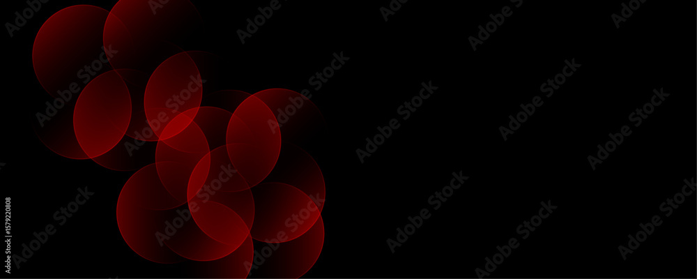 Aufkleber abstract geometric red color overlapping circles seamless pattern on black background banner design.