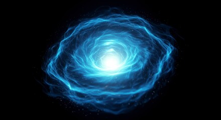Fototapeta premium Glowing blue energy swirls in a dark void, creating a mesmerizing cosmic effect