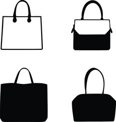 Minimalist Handbag Silhouettes Showcasing Structured Rectangular, Flap-Top, Oversized Tote, and Rounded Strap Designs—A Quartet Celebrating Everyday Fashion, Utility, and Contemporary Elegance