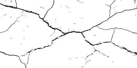 Cracked wall texture grunge background. Earthquake effect. Vector illustration-Old cracked texture set isolated. Dry land crack texture for overlay.
