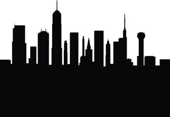 Silhouettes of Metropolitan Icons: A Minimalist Cityscape Featuring Towering Skyscrapers, Domed Structures, and Sharp Spires Capturing Urban Architecture and Skyline Elegance
