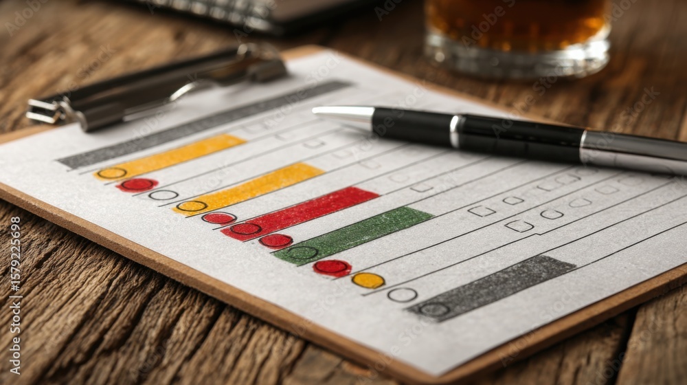 Poster pen and paper with bar chart visualization highlighting accountability tracking and performance meas