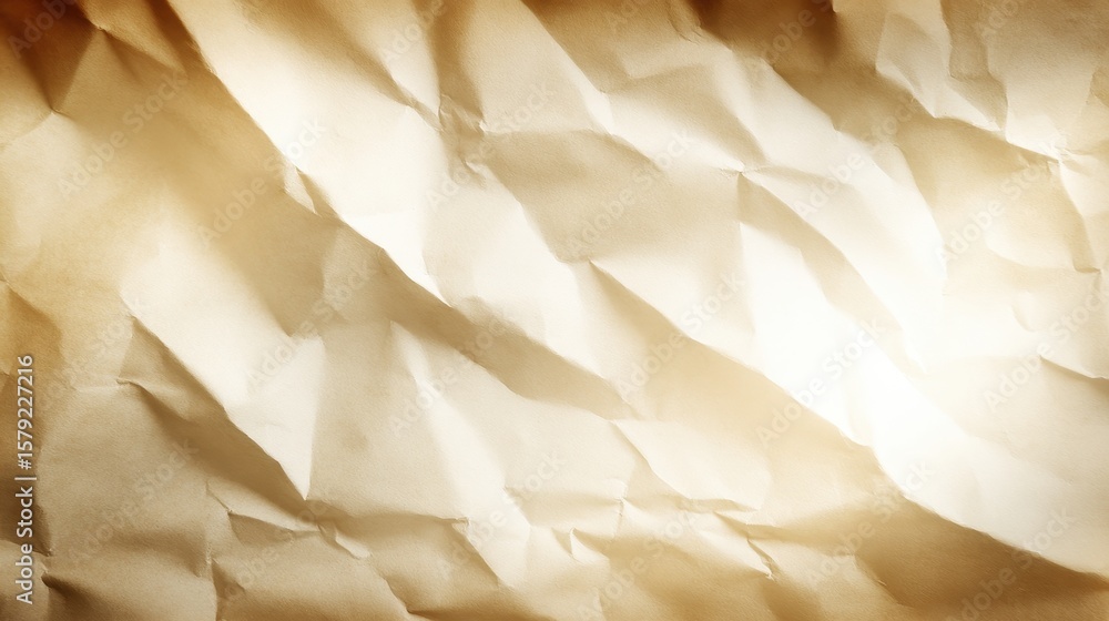 Aufkleber crumpled beige paper texture with soft lighting, ideal for backgrounds and design projects