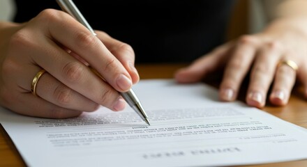 Close-up of hands signing a document