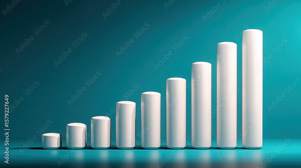 Poster bar chart displaying collaborative growth metrics and trends for professional dashboards and busines