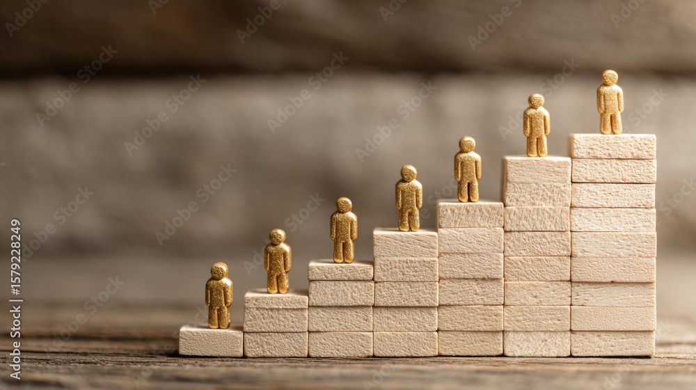 Poster group of people standing on a pyramid representing commitment and growth in a collaborative environm
