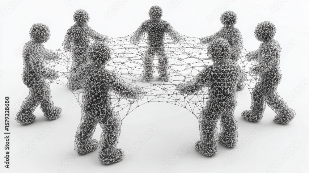 Poster a diverse group of people connected to each other representing empowered collaboration mesh concept 