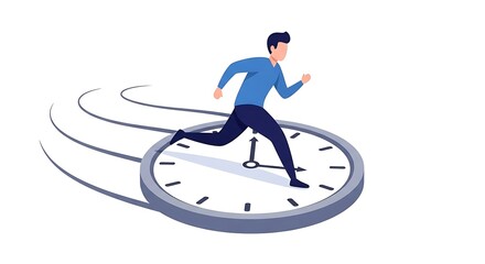 Obraz premium Running out of time concept illustration: Man racing against the clock deadline