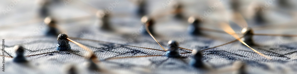 Poster network of small spherical objects connected by thin wires