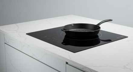 Modern cooktop with cast iron pan