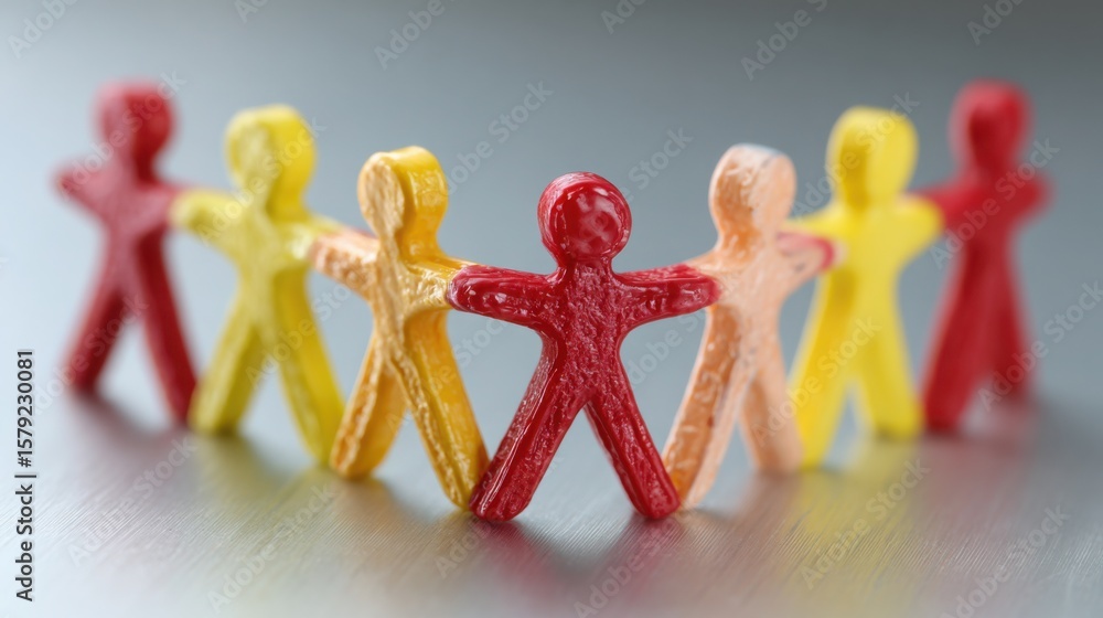 Poster group of people standing in a line representing diversity and teamwork in a professional and inclusi