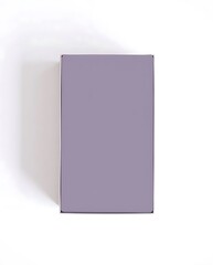 Minimalist lavender box with subtle shadow on a white background space