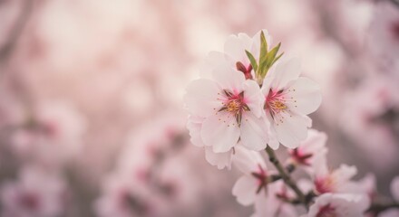 Delicate pink blossoms in soft focus