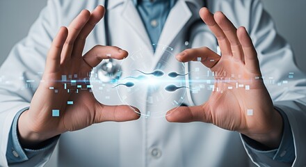 Doctor Holding Sperm Illustration Representing Reproductive Health and Fertility
