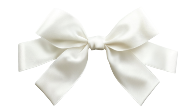 Classic White Decorative Bow with Loops Isolated on White Background