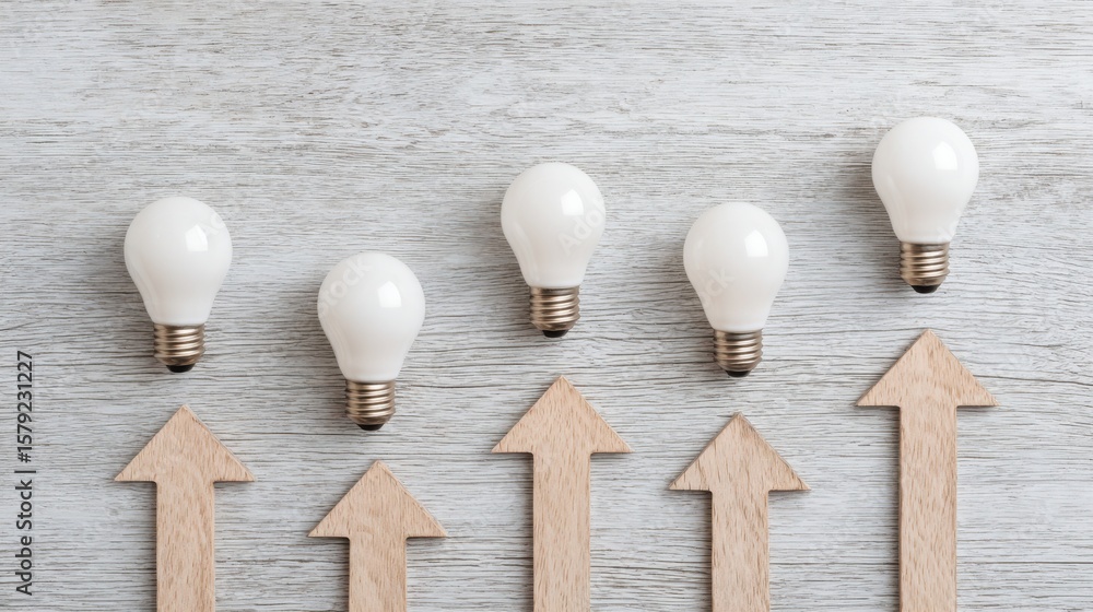Poster inspiring visual of a light bulb surrounded by wooden arrows representing optimism and the flow of i