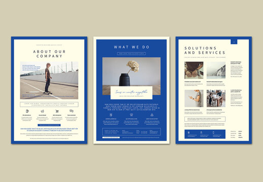 Dark Blue and White A4 and US Letter Flyer Project for InDesign
