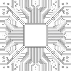 Detailed Circuit Board Pattern for Technology Background, Minimalist Circuit Board Background, Circuit Board Layout, Tech Chip Design, Minimal PCB Art, Processor Blueprint, Line Tech Background