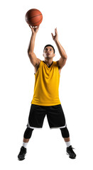 Dynamic Basketball Player in Motion: Capturing the Spirit of Athleticism and Focus on the Court, PNG Isolated on Transparent Background