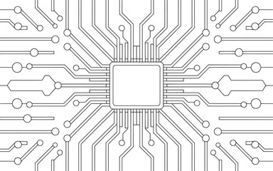 Detailed Circuit Board Pattern for Technology Background, Minimalist Circuit Board Background, Circuit Board Layout, Tech Chip Design, Minimal PCB Art, Processor Blueprint, Line Tech Background