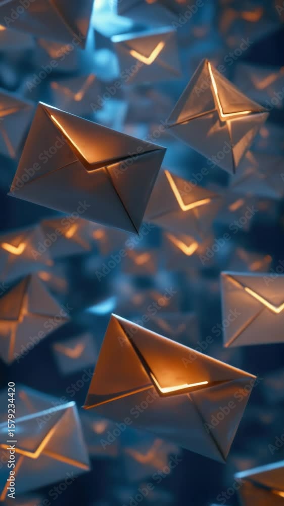 Poster an array of origami paper with lit edges creates a bokeh effect, giving the depth and interest.