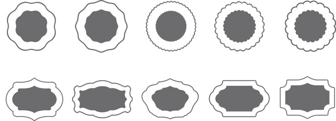 Geometric Shield and Badge Icons in Grey and White, Perfect for Logo Templates, Emblems, Security Symbols, and Modern UI Designs