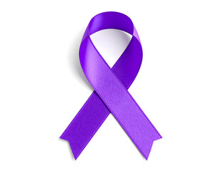 Purple ribbon on white background 