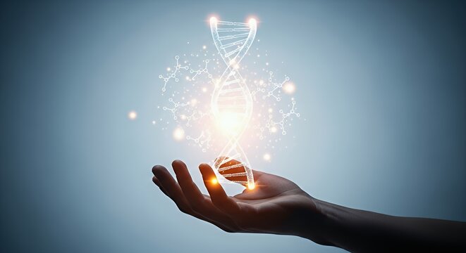 Holding Dna Strand Science and Technology Concept for Genetic Research
