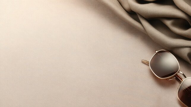 Elegant sunglasses resting on a soft fabric background, ideal for fashion and lifestyle imagery