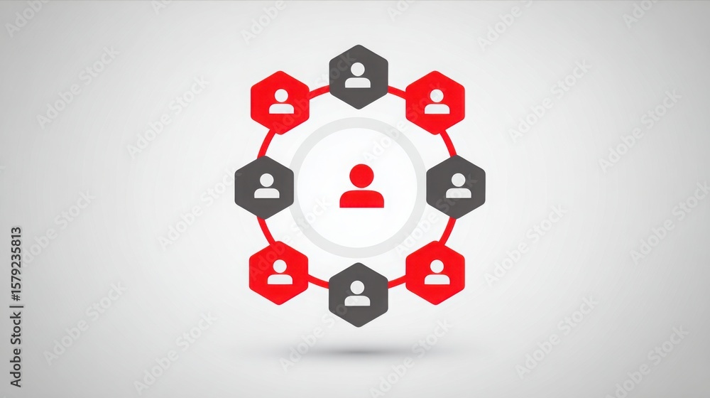 Aufkleber group of individuals connected by a circle representing strategic collaboration and networking in a 