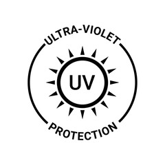 UV Protection Badge Icon with Sun Symbol for Skincare and Outdoor Product Labels