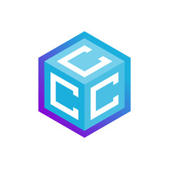 A bright blue cube with white 