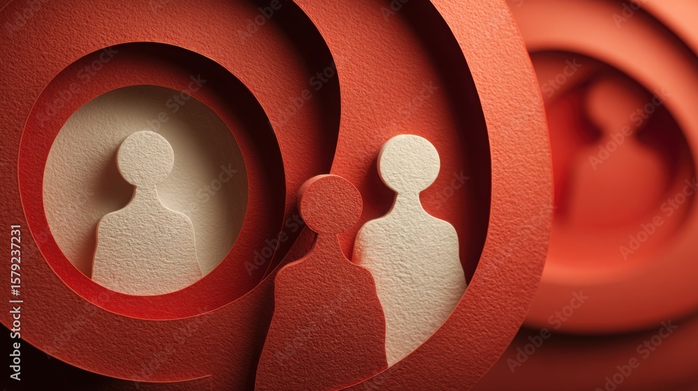 Poster person standing inside a circular diagram representing -centric workflow conceptual process and impr