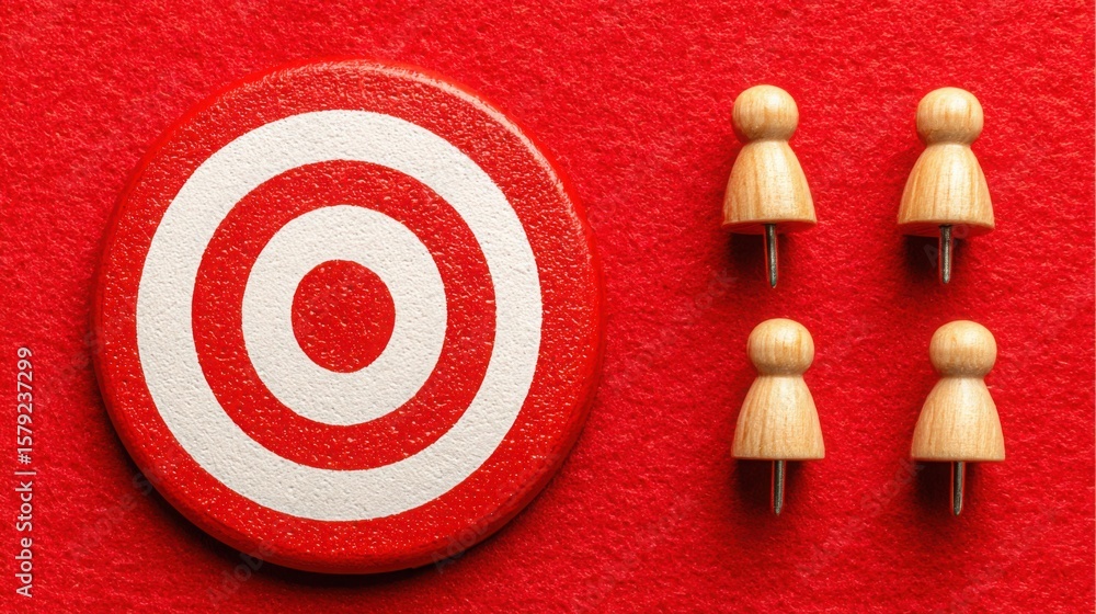 Poster featuring four wooden arrows indicating focused execution strategy and achievement in goal-oriented 