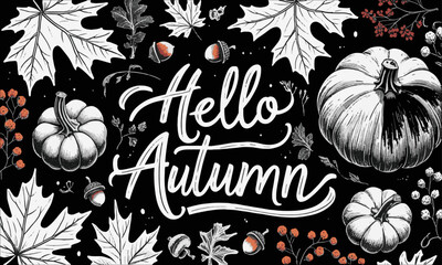 A collection of autumn-themed hand-drawn Autumn plants vector sketches. Hand-drawn set of harvest, modern vector illustrations, including plants, easily editable and scalable.