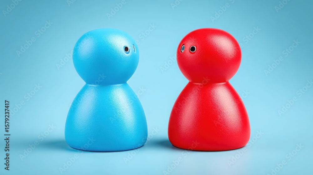 Poster two small wooden figures symbolizing teamwork and collaboration in a simple yet effective abstract d