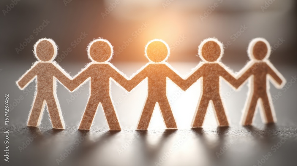 Poster group of people holding hands representing unity and team cohesion in a powerful symbol of togethern