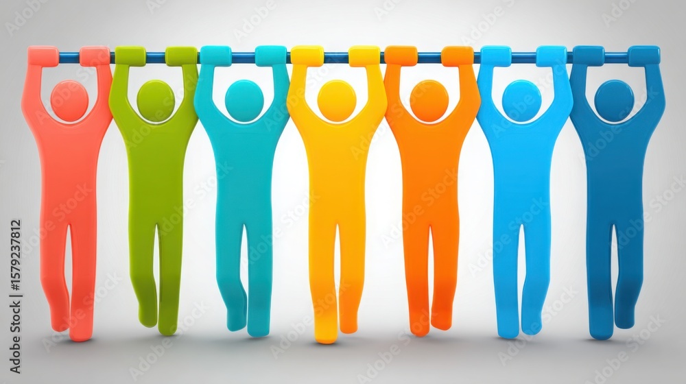 Aufkleber group of people holding a cell symbolizing team resilience matrix and the strength of collective sup