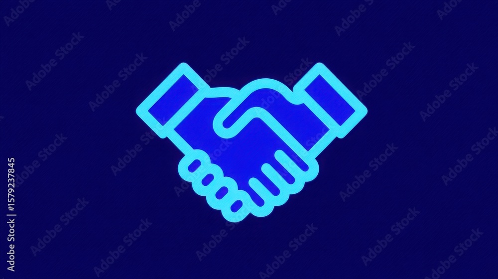 Poster clean layout of handshake icon concept representing trust building in team environments and collabor