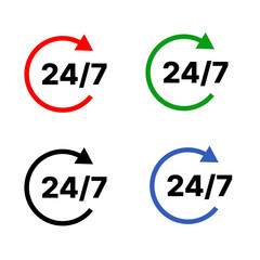 Black 24-7 semi Circle Design 24 Hours a Day Service Icon