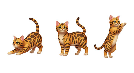 Three Adorable Bengal Kittens in Playful Poses.