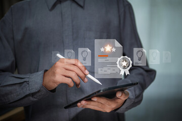 Digital Certificate Award and Innovation Document Concept