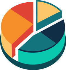 Obraz premium Colorful 3d isometric pie chart with four segments
